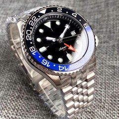 20ATM 42mm Tandorio Sterile Black Dial GMT NH34A Automatic Diving Mens Watch