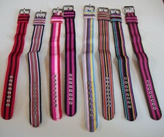WOMEN’S COLORED STRIPE OR POLKA DOT 8 PIECES FABRIC BAND FOR WATCH OR OTHER USE