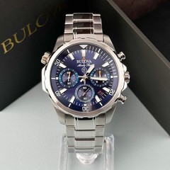 Bulova Marine Star 96B256 Blue Dial 6-Hand Chronograph Men’s Watch 43MM