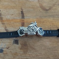 ZZY Quartz Analog Motorcycle Novelty Watch White Dial Black Leather Strap