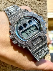 18K Gold IPS Plated LED Digital Hip Hop Bling Ice out Mens Watch Iced Cz Diamond