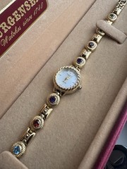 Vintage Jules Jurgensen Gemstone Watch MOP Dial Amethyst Topaz Peridot