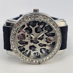 Studio Women’s Watch 42MM Animal Print Dial Black Plastic Bands New Battery