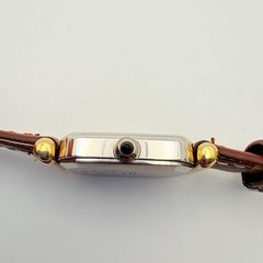 Seiko 1400-7010 Quartz Women Square Wristwatch Gold Silver Battery Replaced