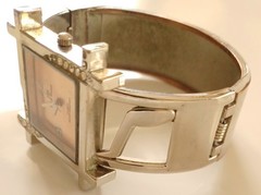 Mark Naimer Women’s Square Gold Dial Silver Bangle Quartz Water-Resistant Watch