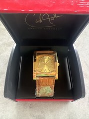 Carlos Santana Mens Wrist Watch Brown Gold Stainless Steel Leather