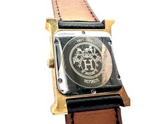 Hermès Heure HH1.501 Watch Leather Strap Unisex Quartz Box Epsom Leather Gold Plated