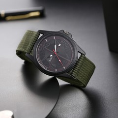 Mens Military Sports Woven Nylon Strap Simple Calendar Quartz Analog Wrist Watch