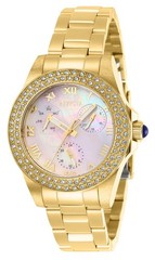 Invicta Women’s Watch Angel Quartz White Mop Dial Yellow Gold Bracelet 28481