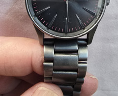 Nixon The Sentry SS Men’s Watch Matte Black Gunmetal Day/Date Red Accents Good