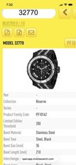 Invicta Reserve 54mm S1 Rally 1.07 Carat Black Diamond Swiss Watch Model #32770