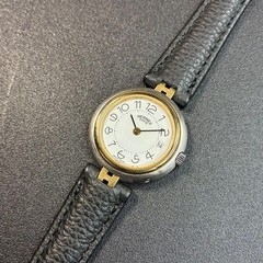 Hermes Profile Ladies Gold White Quartz Wristwatch Japan Working 073715