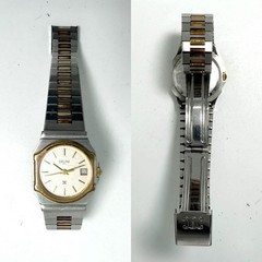 [Working] CELINE Triomphe Macadam Two-tone Date Ladies Quartz QZ Octagon Watch