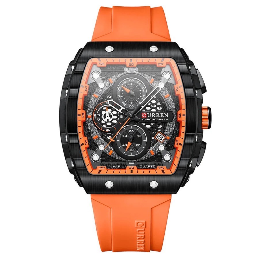 Curren Quartz Chronograph 3ATM Luminous Orange Strap Men’s Watch
