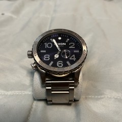 Nixon 51-30 Tide Silver Stainless Steel Watch 300M Swiss Movement Men Black Dial