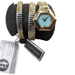 Philipp Plein Snake Exagon 28mm Turquoise Dial Gold Silver Watch PWZAA0725