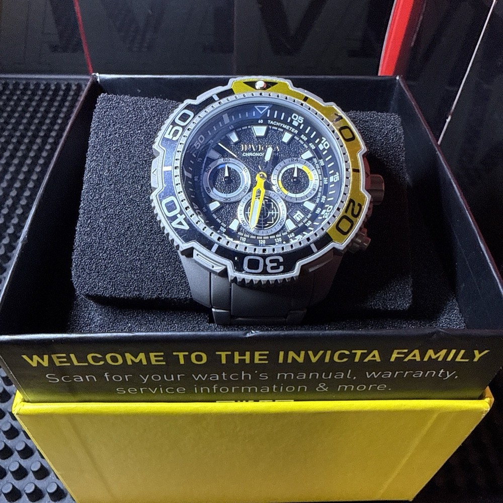 Invicta Commander TI-22 Titanium Men’s 48mm Yellow Black Chrono Watch 49492