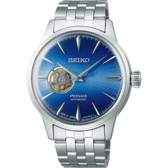SEIKO PRESAGE SSA439J1 Cocktail Watch Open Heart Blue Acapulco 4R38 Skeleton NOS