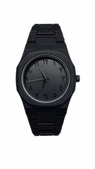 Black Analog Wrist Watch Arabic Numeral Dial Black Metal Bracelet Watch