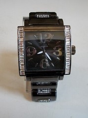 Men’s stones hematite black finish bracelet fashion casual hip hop link watch