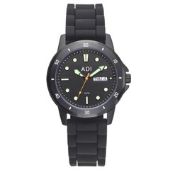 Israeli IDF Black Watch by ADI 40mm Luminous Day-Date Quartz 50M Water-Resistant