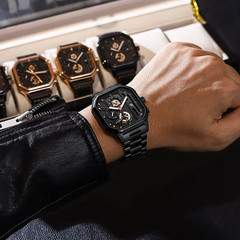 Luxury Men’s Chronograph Watch, Stainless Steel, Waterproof, Luminous, Date, Mil