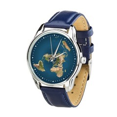 Flat Earth Map Watch, Unique World Design, Earth Science Unisex Gift
