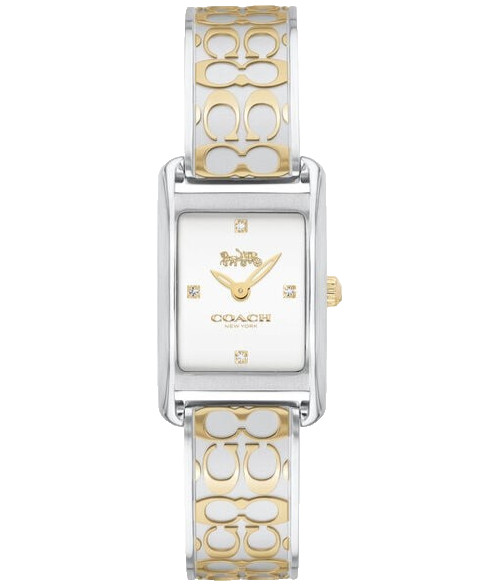 COACH ALLIE 14503381 SILVER WHITE LOGO DIAL TWO TONE BANGLE WOMEN’S WATCH