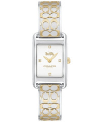COACH ALLIE 14503381 SILVER WHITE LOGO DIAL TWO TONE BANGLE WOMEN’S WATCH