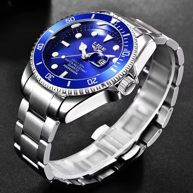 42MM LIGE Quartz Men’s Luxury Watch Dive 30M Waterproof Luminous Stainless NEW