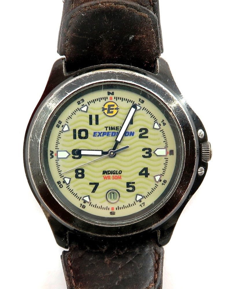 TIMEX EXPEDITION INDIGLO Mens Quartz Watch 39mm case with NEW BATTERY ~ WORKS
