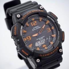 Casio Men’s Analog-Digital Solar Watch Black Orange Japan Working 076142
