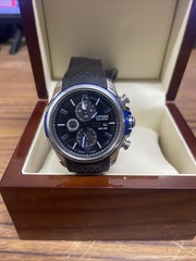 Citizen Eco-Drive B612-S082757 Rubber Strap Black Dial Blue and Silver
