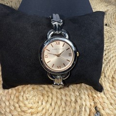 Anne Klein AK/1455 Silver Tone Quartz Pink Faced Women’s Watch ~7”, New Battery