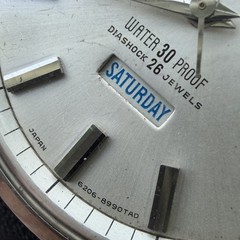 VTG! Seikomatic Weekdater Day Date Diashock 26 Jewels 6206-8990 Stainless Steel