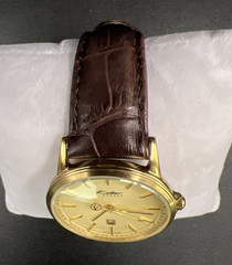 Kolber Geneve K4007 Women’s 32mm 8.75” Watch (works) 16mm Leather Strap, New Bat