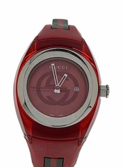 GUCCI quartz watch/analog/rubber/RED/RED/137.3 Authentic From Japan