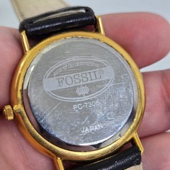 Fossil PC-7306 Round Womens Watch Quartz 35mm Blue Green Gold Black Faceted