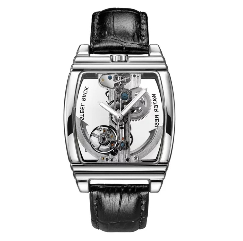 Mens Skeleton Mechanical Waterproof Luxury Watch Leather Hollow Great Gift Idea