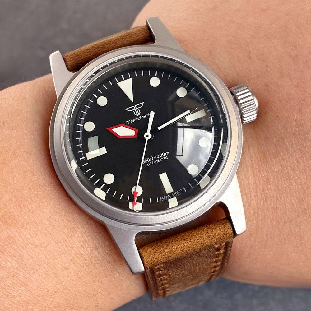 20ATM Tandorio 36mm Military Retro Sapphire Black Dial Automatic NH35A Men Watch
