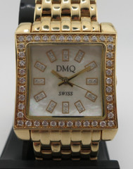 DMQ Swiss Movement Ladies Gold-Tone Stainless Steel Quartz Watch – New Battery