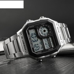 Reloj Digital Multifuncion Hombre Doble Hora Alarma Cronometro Retroiluminado