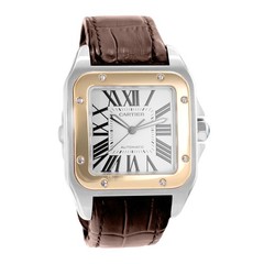 Cartier Santos 100 W20072X7 2656 38mm Large Steel 18k Yellow Gold Mens Watch