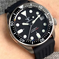 Small 37mm Tandorio Black dial Japan NH35A Mens Watch Sapphire Glass 3.8 crown