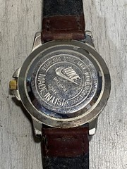 Vintage Nike Air 1238 Gold Tone Faced Watch Leather Band Needs Battery
