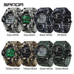 SANDA 2183 Men’s Digital Sport Watch Military Camo Waterproof Silicone Watch