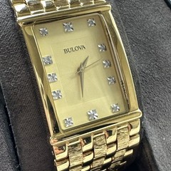 BULOVA Men’s Gold-Tone Diamond Stainless Steel Watch – 97F52
