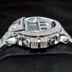 18K Gold IPS Plated LED Digital Hip Hop Bling Ice out Mens Watch Iced Cz Diamond