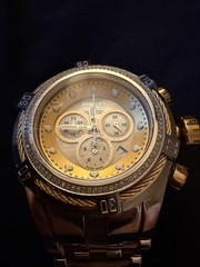 Invicta Men’s Quartz Reserve Bolt Zeus Two-Tone Gold Dial Chrono Date 52mm