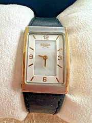 Boccia Titanium Women Watch Swiss Quartz Black Genuine Leather Band Analog Watch